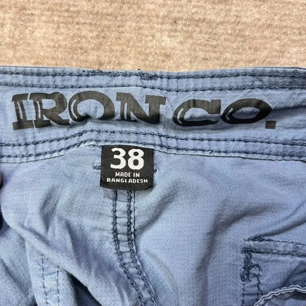 IRON Co. Mens Cargo Shorts Size 38‎ Blue Chambray Utility Casual Outdoor